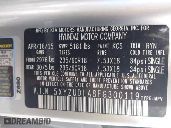 ✅ 2015 Hyundai Santa Fe • VIN: 5XYZUDLA8FG300119 • Lot: 43602595. Wystawiony na IAAI z przebiegiem 112 807 mil. Bezpłatny archiwum sprzedaży aukcyjnych z USA i szczegółowy raport historii pojazdu na DreamBid. Zdjęcie 9.