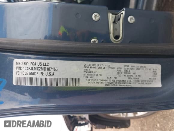 ✅ 2021 Jeep Cherokee Latitude Lux • VIN: 1C4PJLMX2MD107165 • Lot: 42456893. Wystawiony na IAAI z przebiegiem 62 625 mil. Bezpłatny archiwum sprzedaży aukcyjnych z USA i szczegółowy raport historii pojazdu na DreamBid. Zdjęcie 9.