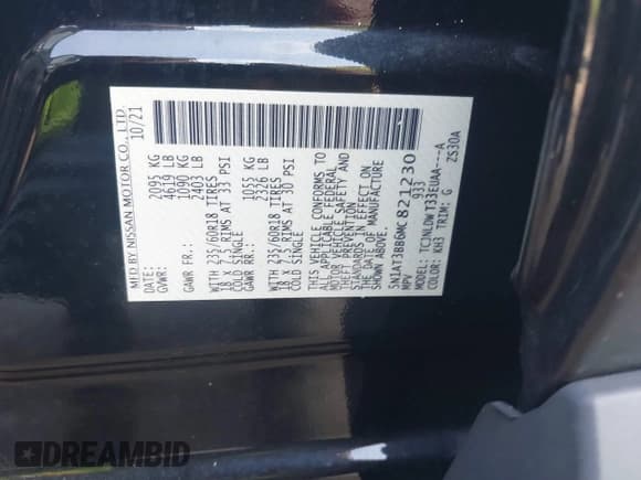 ✅ 2021 Nissan Rogue SV • VIN: 5N1AT3BB6MC821230 • Lot: 42845228. Listed on IAAI with 24,183 mi. Free auction sales archive from the USA and detailed vehicle history report at DreamBid. Image 9.