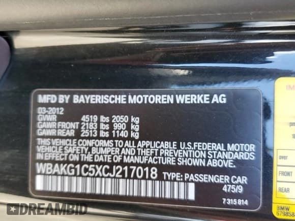 ✅ 2012 BMW 3 Series 335is • VIN: WBAKG1C5XCJ217018 • Lot: 46566545. Wystawiony na Copart z przebiegiem 57 465 mil. Bezpłatny archiwum sprzedaży aukcyjnych z USA i szczegółowy raport historii pojazdu na DreamBid. Zdjęcie 15.