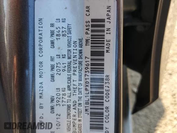 ✅ 2013 Mazda 3 i Touring • VIN: JM1BL1LPXD1739617 • Лот: 67950965. Опубликован ранее на Copart с пробегом 180 389 миль. Бесплатный доступ к архиву аукционных продаж из США и подробный отчёт об истории автомобиля на DreamBid. Изображение 12.
