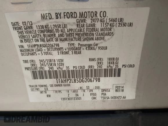 ✅ 2013 Ford Police Interceptor • VIN: 1FAHP2L85DG206798 • Лот: 42978739. Опубликован ранее на IAAI с пробегом 102 714 миль. Бесплатный доступ к архиву аукционных продаж из США и подробный отчёт об истории автомобиля на DreamBid. Изображение 9.