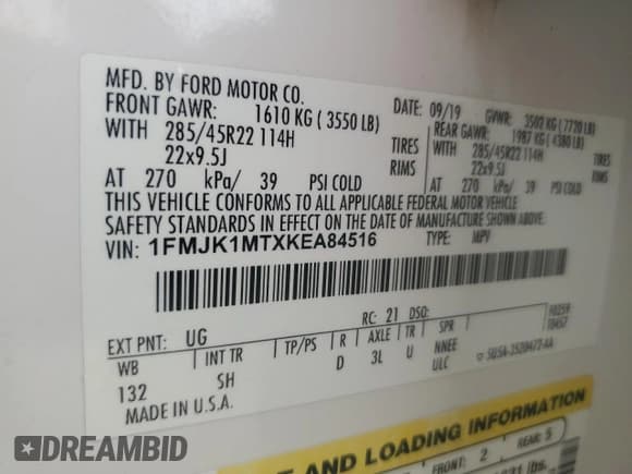 ✅ 2019 Ford Expedition Max Platinum • VIN: 1FMJK1MTXKEA84516 • Лот: 51281815. Опубликован ранее на Copart с пробегом 73 377 миль. Бесплатный доступ к архиву аукционных продаж из США и подробный отчёт об истории автомобиля на DreamBid. Изображение 14.