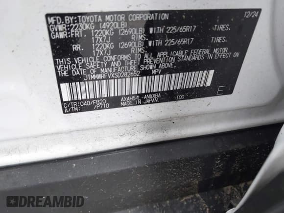 ✅ 2025 Toyota RAV4 Hybrid LE • VIN: JTMMWRFVXSD282652 • Лот: 43518443. Опубликован ранее на IAAI с пробегом 14 477 миль. Бесплатный доступ к архиву аукционных продаж из США и подробный отчёт об истории автомобиля на DreamBid. Изображение 9.