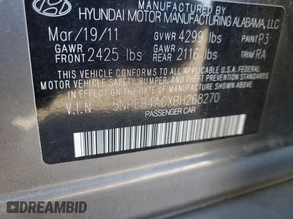 ✅ 2011 Hyundai Sonata GLS • VIN: 5NPEB4ACXBH268270 • Лот: 82500835. Опубликован ранее на Copart с пробегом 142 956 миль. Бесплатный доступ к архиву аукционных продаж из США и подробный отчёт об истории автомобиля на DreamBid. Изображение 12.