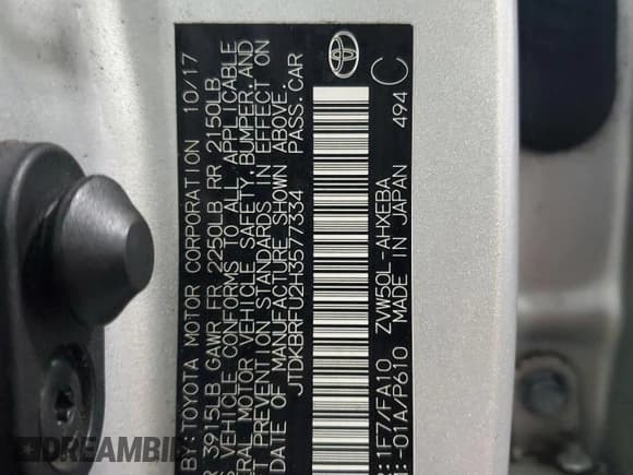 ✅ 2017 Toyota Prius Two • VIN: JTDKBRFU2H3577334 • Lot: 86335955. Wystawiony na Copart z przebiegiem 86 941 mil. Bezpłatny archiwum sprzedaży aukcyjnych z USA i szczegółowy raport historii pojazdu na DreamBid. Zdjęcie 12.