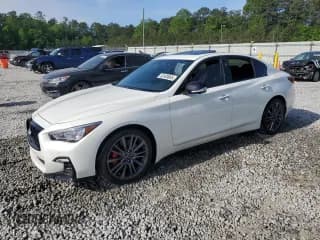 ✅ 2023 Infiniti Q50 Red Sport 400 • VIN: JN1FV7DP5PM570593 • Lot: 52403665. Listed on Copart with 12,261 mi. Free auction sales archive from the USA and detailed vehicle history report at DreamBid. Image 1.