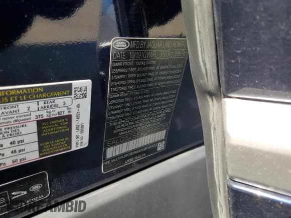 ✅ 2020 Land Rover Range Rover P525 HSE • VIN: SALGS2SE8LA585091 • Lot: 68459675. Listed on Copart with 53,787 mi. Free auction sales archive from the USA and detailed vehicle history report at DreamBid. Image 13.