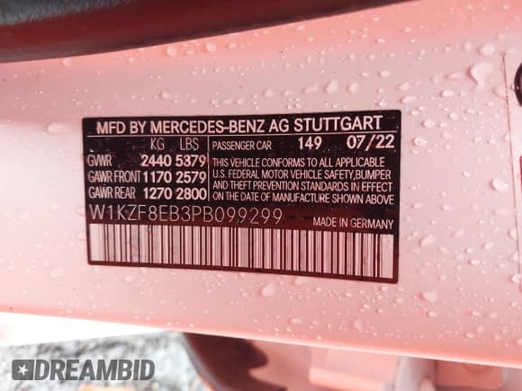 ✅ 2023 Mercedes-Benz E 350 • VIN: W1KZF8EB3PB099299 • Lot: 42202634. Listed on IAAI with 24,157 mi. Free auction sales archive from the USA and detailed vehicle history report at DreamBid. Image 9.