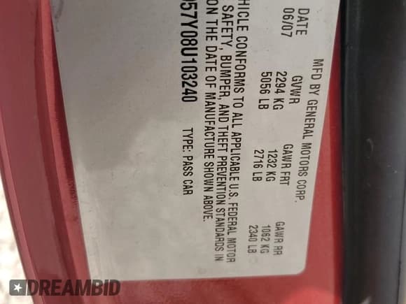 ✅ 2008 Cadillac DTS 1SA • VIN: 1G6KD57Y08U103240 • Lot: 68179595. Listed on Copart with 73,917 mi. Free auction sales archive from the USA and detailed vehicle history report at DreamBid. Image 12.