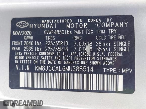 ✅ 2021 Hyundai Tucson Ultimate • VIN: KM8J3CAL6MU388514 • Лот: 43527914. Опубликован ранее на IAAI с пробегом 47 843 миль. Бесплатный доступ к архиву аукционных продаж из США и подробный отчёт об истории автомобиля на DreamBid. Изображение 9.