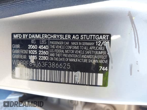 ✅ 2003 Mercedes-Benz C 320 • VIN: WDBRF84J63F386625 • Лот: 41812659. Опубликован ранее на IAAI с пробегом 114 517 миль. Бесплатный доступ к архиву аукционных продаж из США и подробный отчёт об истории автомобиля на DreamBid. Изображение 9.