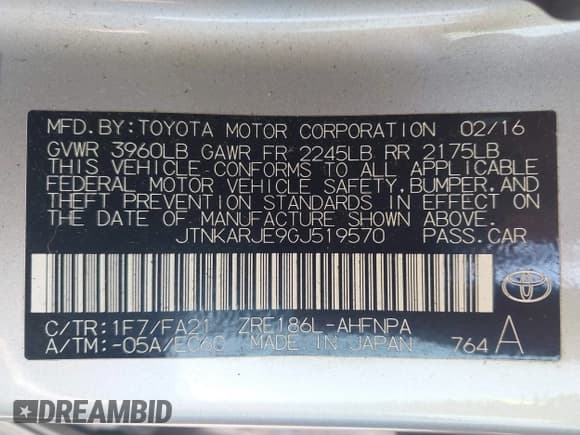 ✅ 2016 Scion iM • VIN: JTNKARJE9GJ519570 • Lot: 43155084. Listed on IAAI with 73,651 mi. Free auction sales archive from the USA and detailed vehicle history report at DreamBid. Image 9.