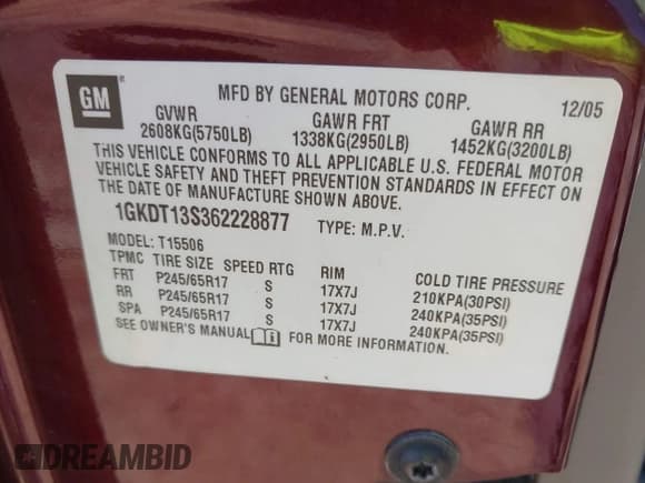 ✅ 2006 GMC Envoy SLE • VIN: 1GKDT13S362228877 • Lot: 42722097. Listed on IAAI with 202,574 mi. Free auction sales archive from the USA and detailed vehicle history report at DreamBid. Image 9.