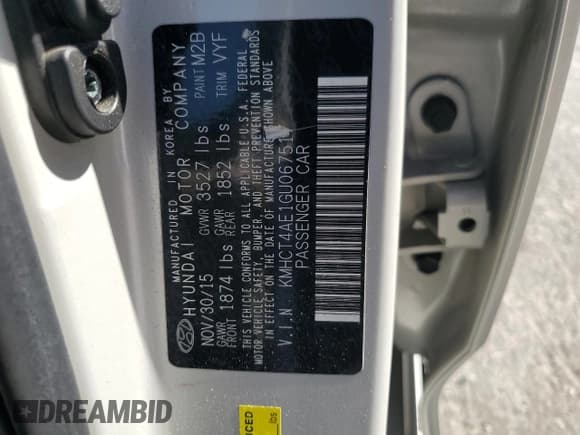 ✅ 2016 Hyundai Accent SE • VIN: KMHCT4AE1GU067517 • Лот: 77891474. Опубликован ранее на Copart с пробегом 98 195 миль. Бесплатный доступ к архиву аукционных продаж из США и подробный отчёт об истории автомобиля на DreamBid. Изображение 12.