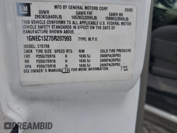 ✅ 2005 Chevrolet Tahoe Police • VIN: 1GNEC13Z75R207993 • Лот: 44794545. Опубликован ранее на Copart с пробегом 150 192 миль. Бесплатный доступ к архиву аукционных продаж из США и подробный отчёт об истории автомобиля на DreamBid. Изображение 13.