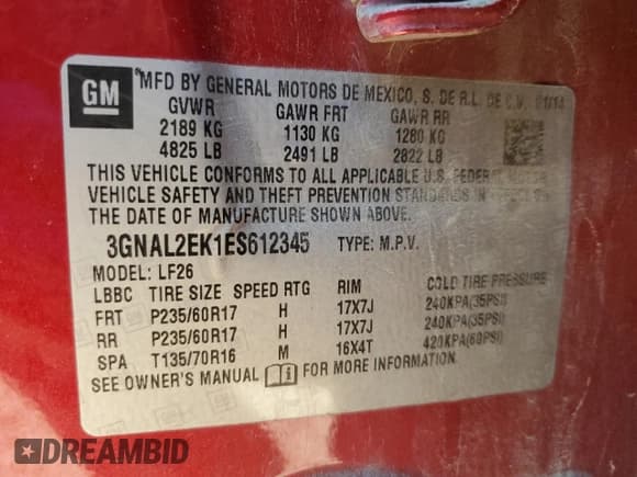 ✅ 2014 Chevrolet Captiva Sport LS • VIN: 3GNAL2EK1ES612345 • Lot: 47373025. Wystawiony na Copart z przebiegiem 95 350 mil. Bezpłatny archiwum sprzedaży aukcyjnych z USA i szczegółowy raport historii pojazdu na DreamBid. Zdjęcie 15.