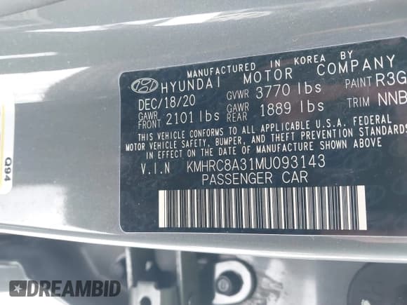 ✅ 2021 Hyundai Venue Denim • VIN: KMHRC8A31MU093143 • Lot: 41541572. Listed on IAAI with 24,804 mi. Free auction sales archive from the USA and detailed vehicle history report at DreamBid. Image 9.