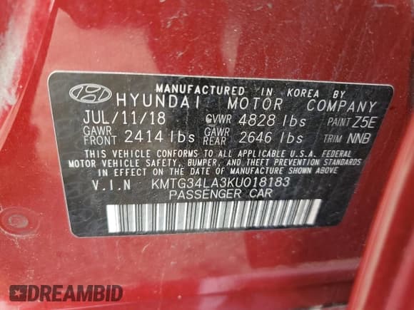 ✅ 2019 Genesis G70 Advanced • VIN: KMTG34LA3KU018183 • Lot: 54875655. Wystawiony na Copart z przebiegiem 114 757 mil. Bezpłatny archiwum sprzedaży aukcyjnych z USA i szczegółowy raport historii pojazdu na DreamBid. Zdjęcie 12.