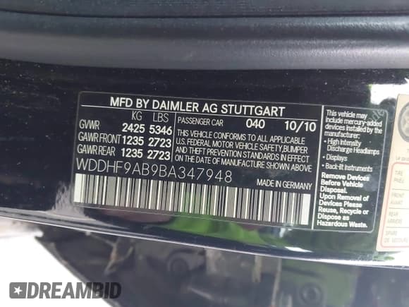 ✅ 2011 Mercedes-Benz E 550 Luxury • VIN: WDDHF9AB9BA347948 • Лот: 43846197. Опубликован ранее на IAAI с пробегом 193 629 миль. Бесплатный доступ к архиву аукционных продаж из США и подробный отчёт об истории автомобиля на DreamBid. Изображение 9.