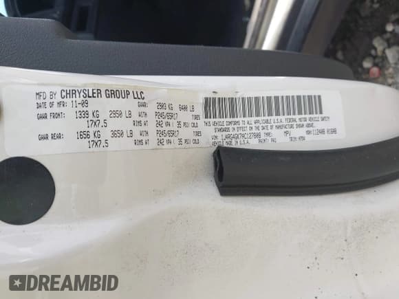 ✅ 2010 Jeep Commander Sport • VIN: 1J4RG4GK7AC127808 • Lot: 42479312. Listed on IAAI with 161,385 mi. Free auction sales archive from the USA and detailed vehicle history report at DreamBid. Image 9.