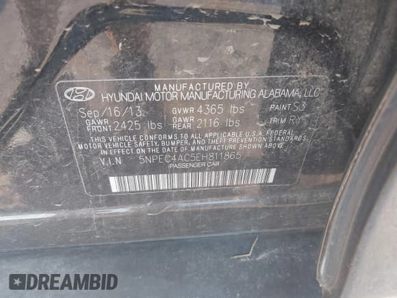 ✅ 2014 Hyundai Sonata Limited • VIN: 5NPEC4AC5EH811865 • Lot: 43210386. Listed on IAAI with 138,125 mi. Free auction sales archive from the USA and detailed vehicle history report at DreamBid. Image 9.