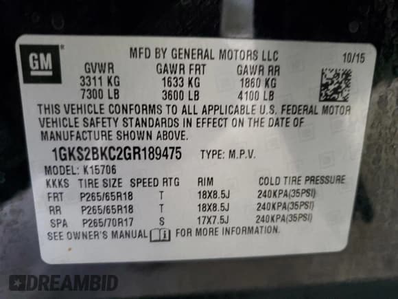 ✅ 2016 GMC Yukon SLT • VIN: 1GKS2BKC2GR189475 • Lot: 91457065. Wystawiony na Copart z przebiegiem Nie podano. Bezpłatny archiwum sprzedaży aukcyjnych z USA i szczegółowy raport historii pojazdu na DreamBid. Zdjęcie 13.