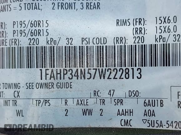 ✅ 2007 Ford Focus S • VIN: 1FAHP34N57W222813 • Lot: 43122631. Listed on IAAI with 136,251 mi. Free auction sales archive from the USA and detailed vehicle history report at DreamBid. Image 9.