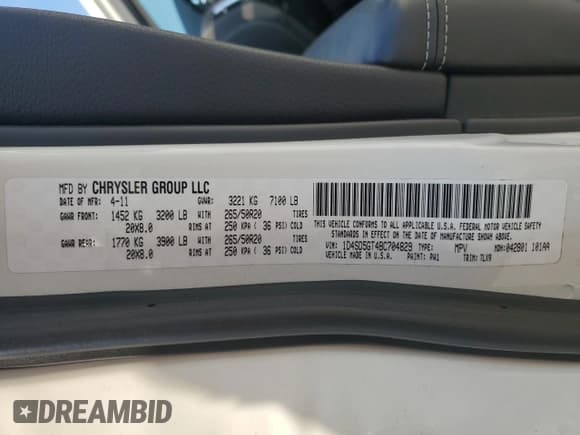 ✅ 2011 Dodge Durango Citadel • VIN: 1D4SD5GT4BC704829 • Lot: 80913255. Wystawiony na Copart z przebiegiem 200 202 mil. Bezpłatny archiwum sprzedaży aukcyjnych z USA i szczegółowy raport historii pojazdu na DreamBid. Zdjęcie 14.