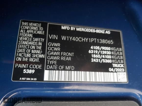 ✅ 2023 Mercedes-Benz Sprinter Cargo • VIN: W1Y40CHY1PT138065 • Lot: 82164074. Listed on Copart with Not provided. Free auction sales archive from the USA and detailed vehicle history report at DreamBid. Image 15.