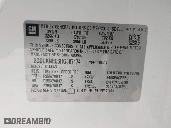 ✅ 2017 Chevrolet Silverado 1500 LS • VIN: 3GCUKNEC6HG307174 • Лот: 43079178. Опубликован ранее на IAAI с пробегом 80 332 миль. Бесплатный доступ к архиву аукционных продаж из США и подробный отчёт об истории автомобиля на DreamBid. Изображение 9.