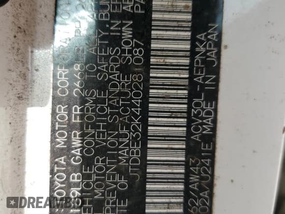 ✅ 2004 Toyota Camry LE • VIN: JTDBE32K440281087 • Лот: 60486995. Опубликован ранее на Copart с пробегом 229 856 миль. Бесплатный доступ к архиву аукционных продаж из США и подробный отчёт об истории автомобиля на DreamBid. Изображение 13.