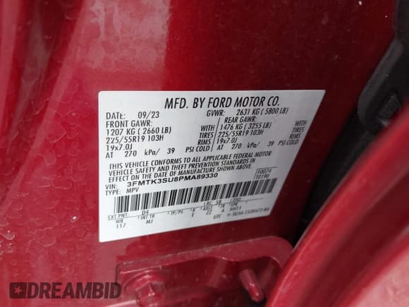 ✅ 2023 Ford Mustang Mach-E Premium • VIN: 3FMTK3SU8PMA89330 • Лот: 43224998. Опубликован ранее на IAAI с пробегом Не указан. Бесплатный доступ к архиву аукционных продаж из США и подробный отчёт об истории автомобиля на DreamBid. Изображение 9.