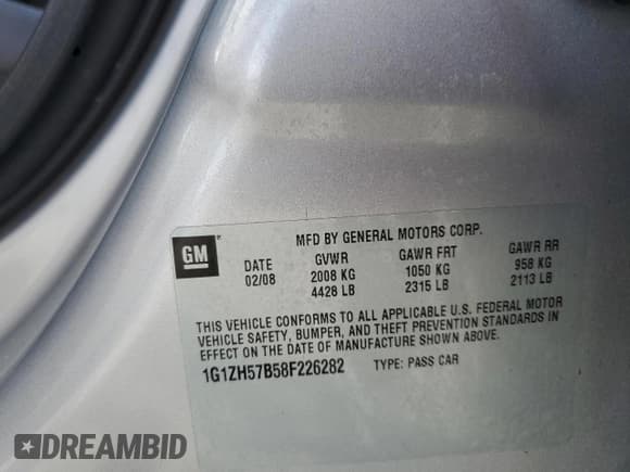 ✅ 2008 Chevrolet Malibu 1LT • VIN: 1G1ZH57B58F226282 • Lot: 76185234. Listed on Copart with 104,018 mi. Free auction sales archive from the USA and detailed vehicle history report at DreamBid. Image 13.