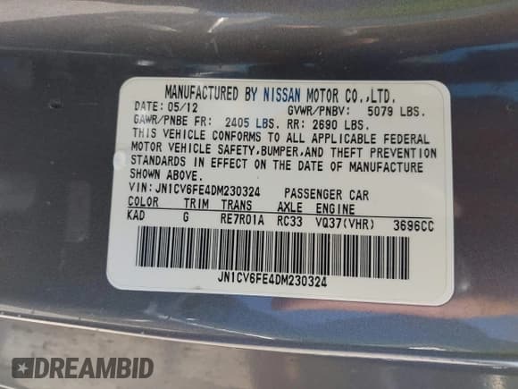 ✅ 2013 Infiniti G37 • VIN: JN1CV6FE4DM230324 • Лот: 41975090. Опубликован ранее на IAAI с пробегом 122 141 миль. Бесплатный доступ к архиву аукционных продаж из США и подробный отчёт об истории автомобиля на DreamBid. Изображение 9.