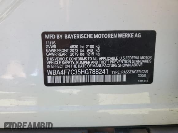 ✅ 2017 BMW 4 Series 430i • VIN: WBA4F7C35HG788241 • Лот: 53751615. Опубликован ранее на Copart с пробегом 58 880 миль. Бесплатный доступ к архиву аукционных продаж из США и подробный отчёт об истории автомобиля на DreamBid. Изображение 13.