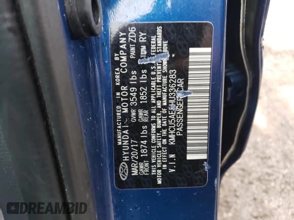 ✅ 2017 Hyundai Accent Sport • VIN: KMHCU5AE5HU336283 • Лот: 40741044. Опубликован ранее на Copart с пробегом 53 304 миль. Бесплатный доступ к архиву аукционных продаж из США и подробный отчёт об истории автомобиля на DreamBid. Изображение 12.