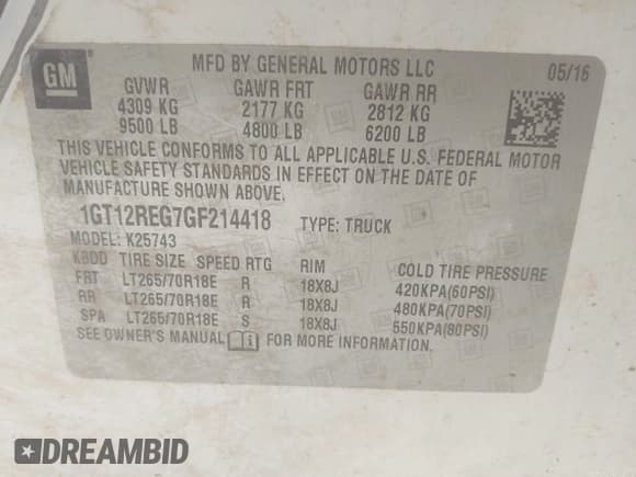 ✅ 2016 GMC Sierra 2500HD • VIN: 1GT12REG7GF214418 • Lot: 43298120. Wystawiony na IAAI z przebiegiem 194 977 mil. Bezpłatny archiwum sprzedaży aukcyjnych z USA i szczegółowy raport historii pojazdu na DreamBid. Zdjęcie 9.
