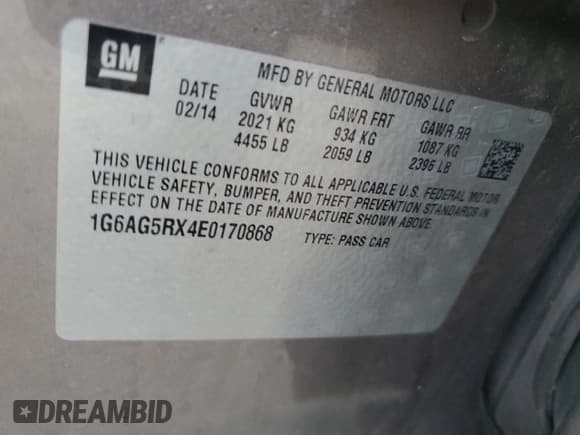 ✅ 2014 Cadillac ATS Standard AWD • VIN: 1G6AG5RX4E0170868 • Lot: 53237905. Listed on Copart with 137,453 mi. Free auction sales archive from the USA and detailed vehicle history report at DreamBid. Image 14.