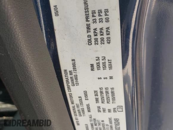 ✅ 2004 GMC Canyon SL Z85 • VIN: 1GTCS198248216249 • Lot: 59262495. Listed on Copart with 249,435 mi. Free auction sales archive from the USA and detailed vehicle history report at DreamBid. Image 12.