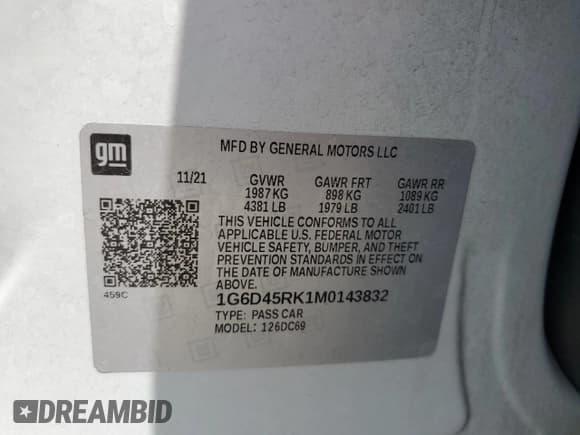 ✅ 2021 Cadillac CT4 • VIN: 1G6D45RK1M0143832 • Lot: 68556014. Listed on Copart with 81,139 mi. Free auction sales archive from the USA and detailed vehicle history report at DreamBid. Image 12.