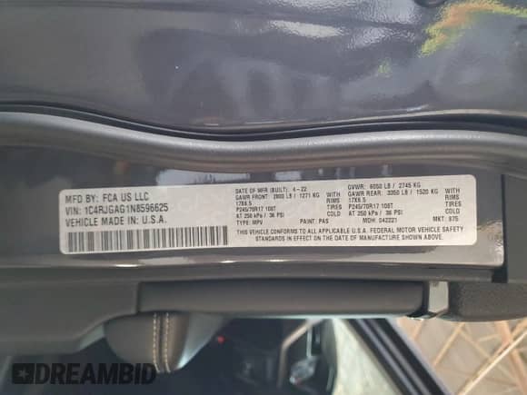 2022 Jeep Grand Cherokee Altitude z VIN 1C4RJGAG1N8596625, wystawiony jako Copart lot #43171925 z przebiegiem 46 941 mil mil oraz Szkoda całkowita • Salvage title. Historia ofert i sprzedaży dostępna na DreamBid. Obrazek 12.