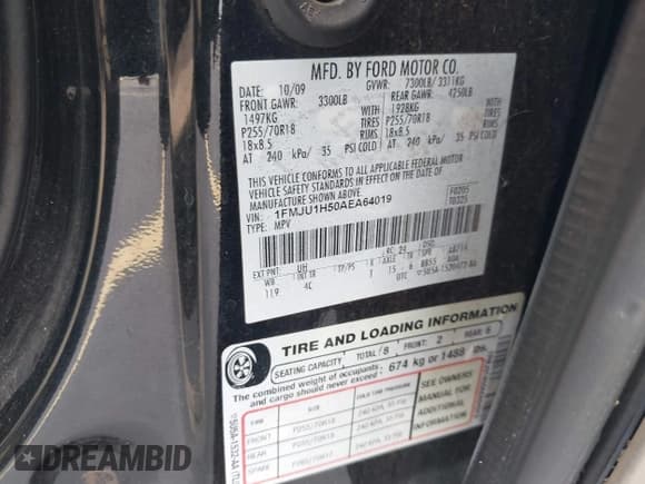 ✅ 2010 Ford Expedition Eddie Bauer • VIN: 1FMJU1H50AEA64019 • Лот: 42886739. Опубликован ранее на IAAI с пробегом 205 134 миль. Бесплатный доступ к архиву аукционных продаж из США и подробный отчёт об истории автомобиля на DreamBid. Изображение 9.