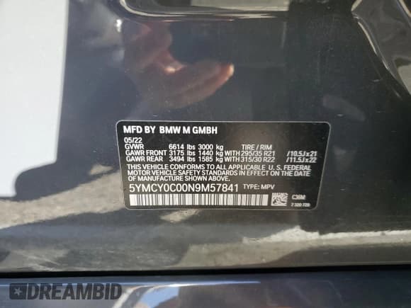 ✅ 2022 BMW X6 M • VIN: 5YMCY0C00N9M57841 • Lot: 41917113. Wystawiony na Copart z przebiegiem Nie podano. Bezpłatny archiwum sprzedaży aukcyjnych z USA i szczegółowy raport historii pojazdu na DreamBid. Zdjęcie 13.