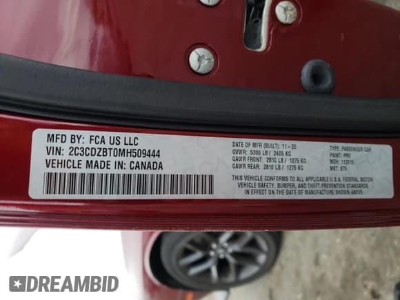 ✅ 2021 Dodge Challenger R/T • VIN: 2C3CDZBT0MH509444 • Lot: 47698763. Listed on Copart with 16,768 mi. Free auction sales archive from the USA and detailed vehicle history report at DreamBid. Image 14.