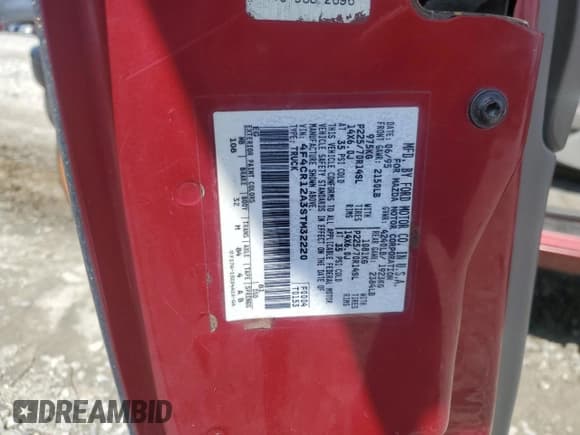 ✅ 1995 Mazda B-Series • VIN: 4F4CR12A3STM32220 • Lot: 61258765. Listed on Copart with 162,629 mi. Free auction sales archive from the USA and detailed vehicle history report at DreamBid. Image 12.