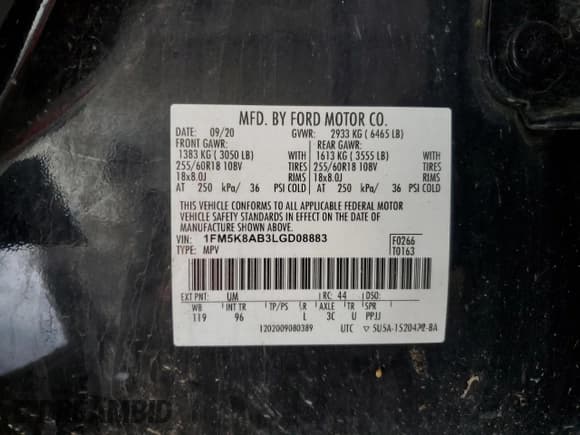 ✅ 2020 Ford Police Interceptor Utility • VIN: 1FM5K8AB3LGD08883 • Лот: 86452455. Опубликован ранее на Copart с пробегом 61 787 миль. Бесплатный доступ к архиву аукционных продаж из США и подробный отчёт об истории автомобиля на DreamBid. Изображение 14.