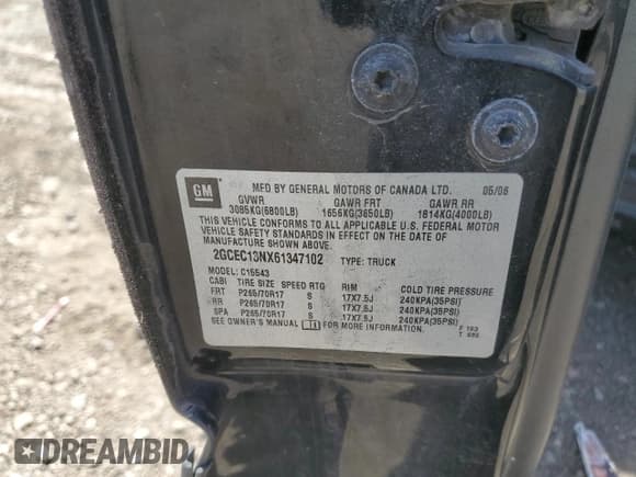 ✅ 2006 Chevrolet Silverado 1500 LT1 • VIN: 2GCEC13NX61347102 • Лот: 56387825. Опубликован ранее на Copart с пробегом Не указан. Бесплатный доступ к архиву аукционных продаж из США и подробный отчёт об истории автомобиля на DreamBid. Изображение 12.