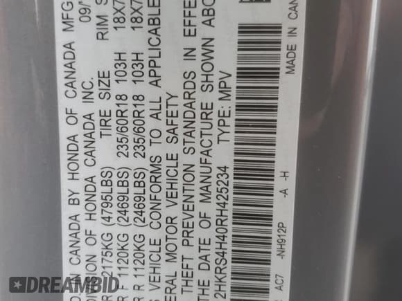 ✅ 2024 Honda CR-V EX • VIN: 2HKRS4H40RH425234 • Лот: 90393165. Опубликован ранее на Copart с пробегом 23 277 миль. Бесплатный доступ к архиву аукционных продаж из США и подробный отчёт об истории автомобиля на DreamBid. Изображение 13.