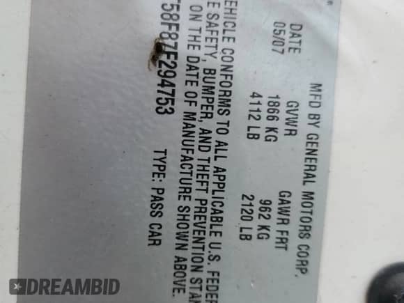 2007 Chevrolet Malibu 1LT z VIN 1G1ZT58F87F294753, wystawiony jako Copart lot #70392404 z przebiegiem 150 325 mil mil oraz Szkoda całkowita • Salvage title. Historia ofert i sprzedaży dostępna na DreamBid. Obrazek 13.